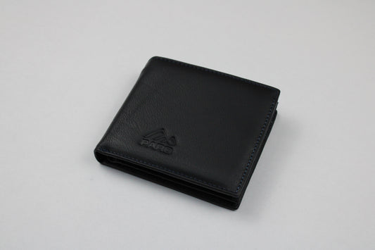 Син кожен портфейл